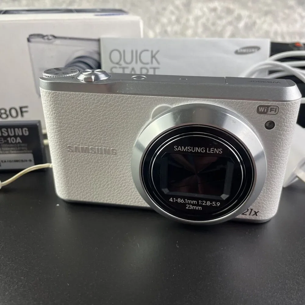 Samsung WB380F Digital Camera White 16.3MP Compact Wi-Fi 21x Optical Zoom Smart